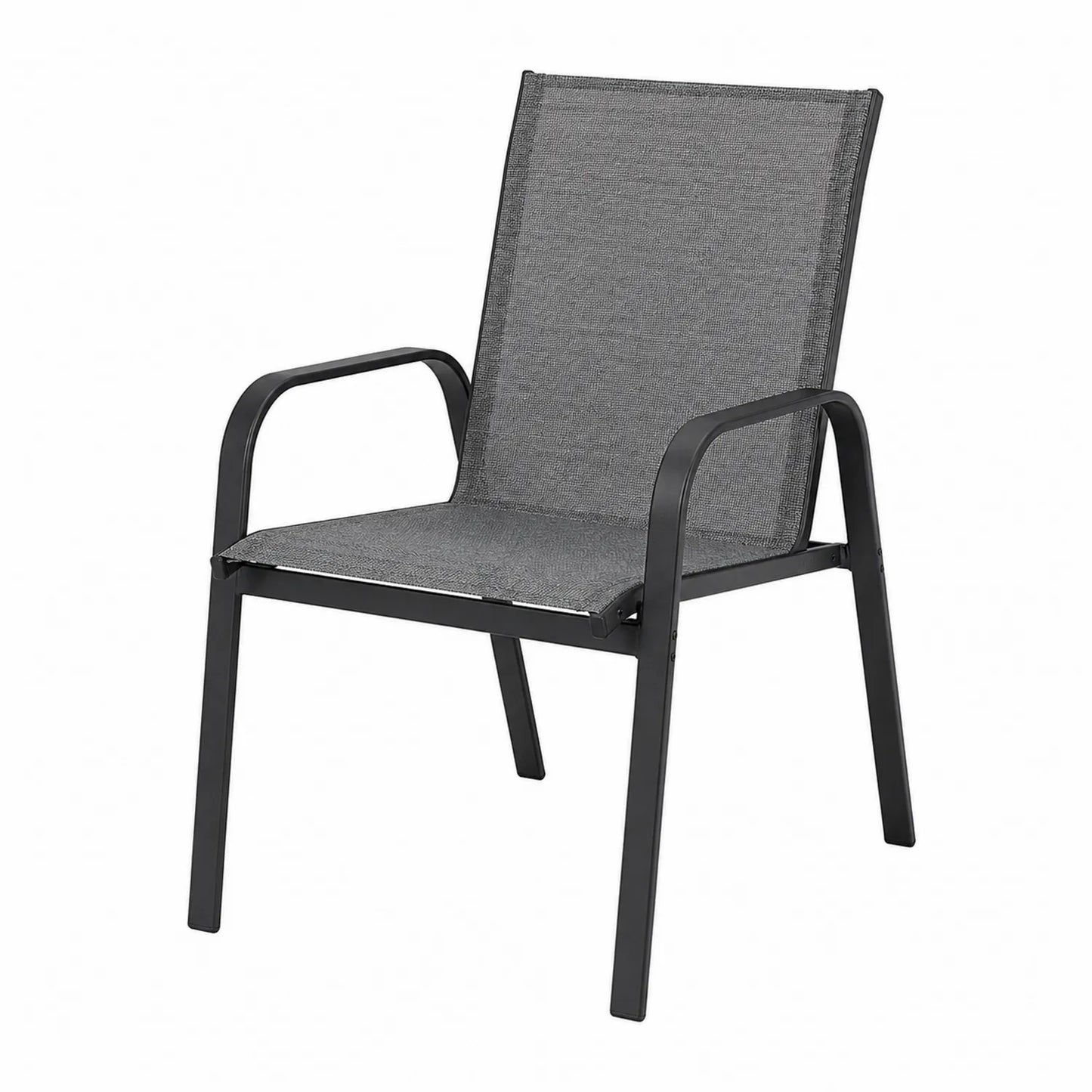 Silla de metal con asiento textilene gris para exterior