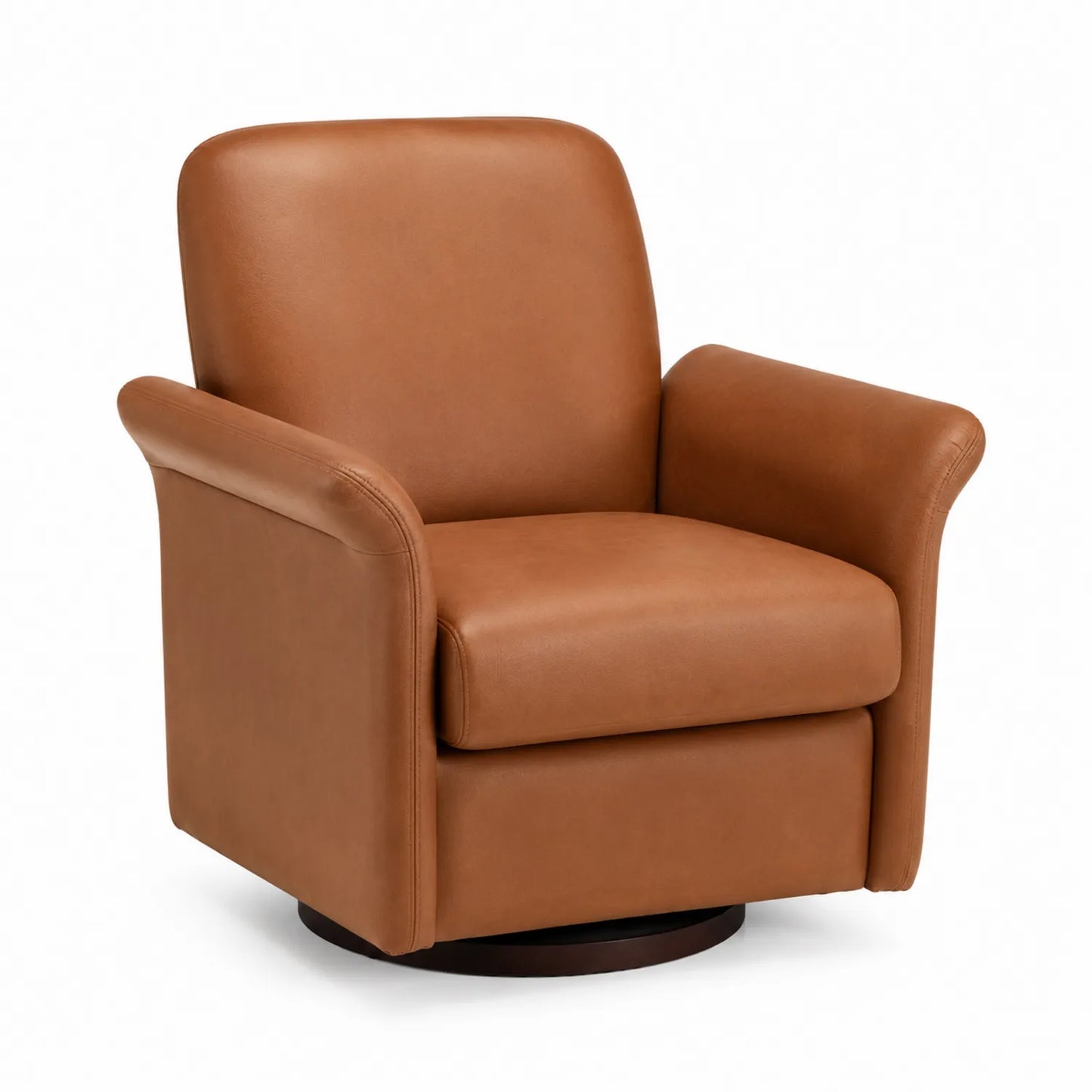 Sillón giratorio de cuero sintético marrón