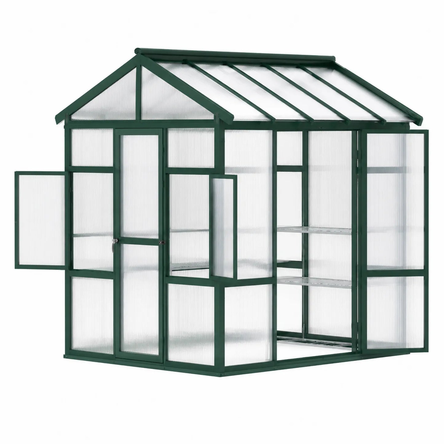Invernadero de Aluminio y Policarbonato Verde 185x190x195 cm