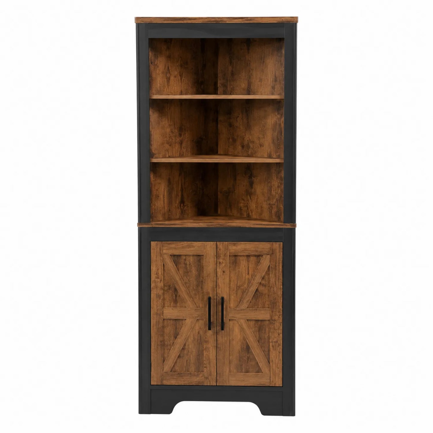 Estantería de esquina de madera aglomerada marrón y negro 180x85x42 cm