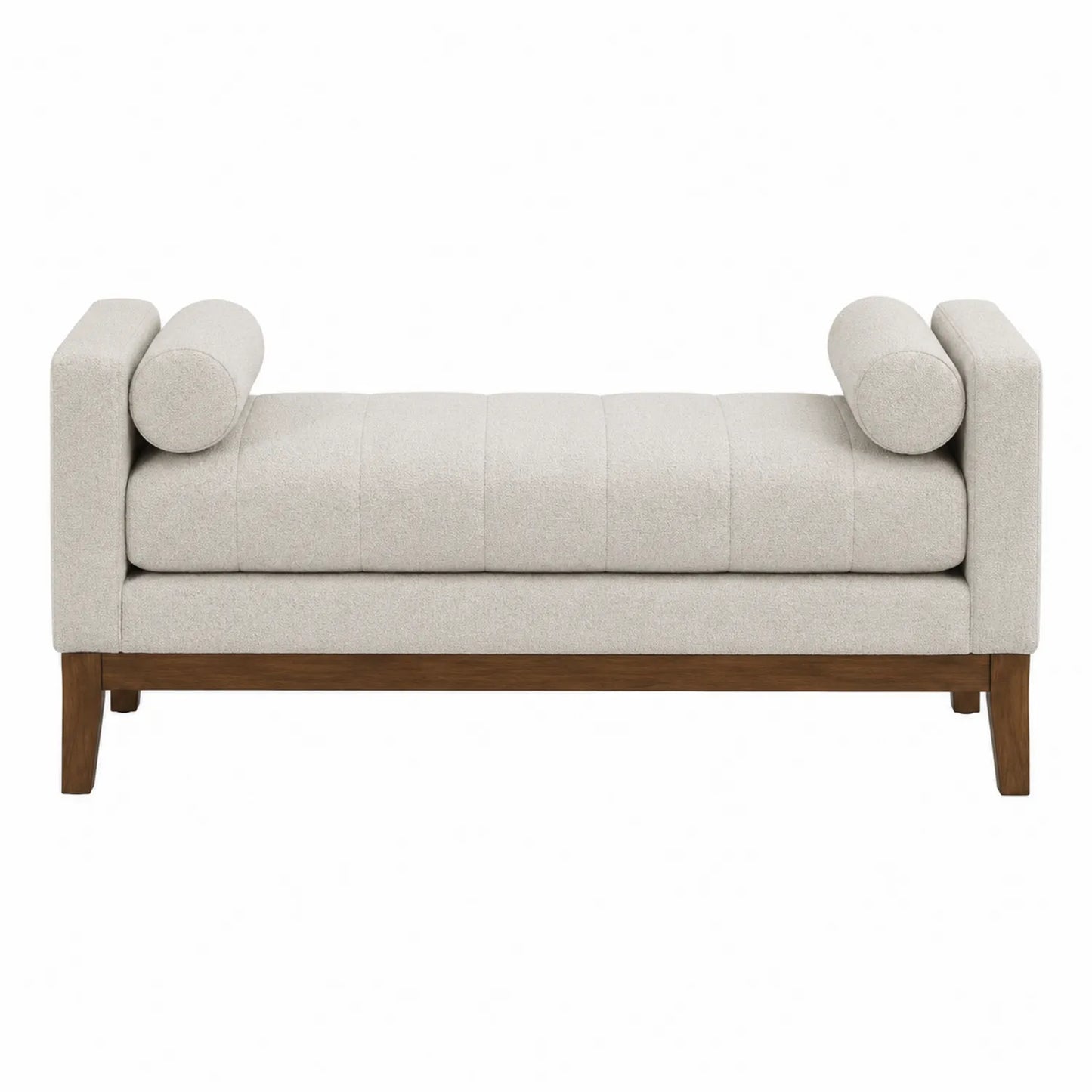Banco tapizado de lino con patas de madera 140 cm