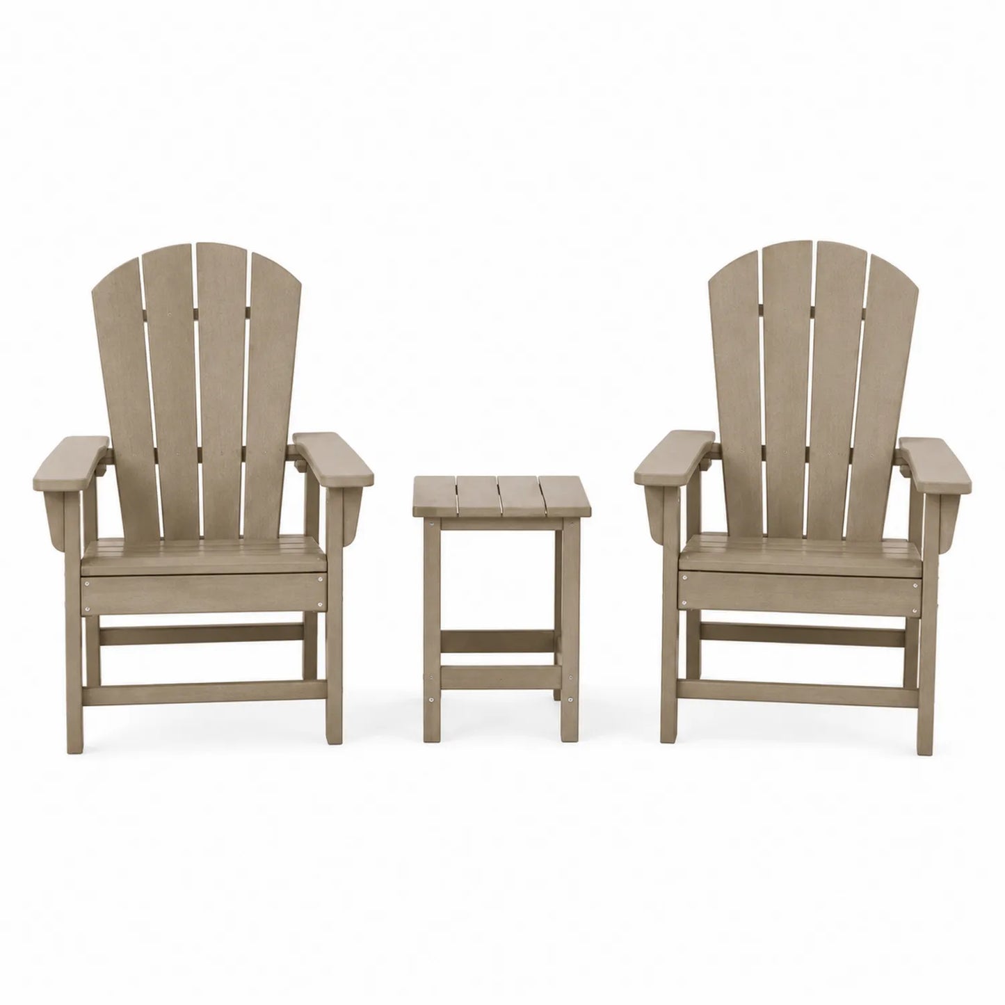 Set de Sillas Adirondack de Plástico Reciclado Marrón con Mesa para Exterior