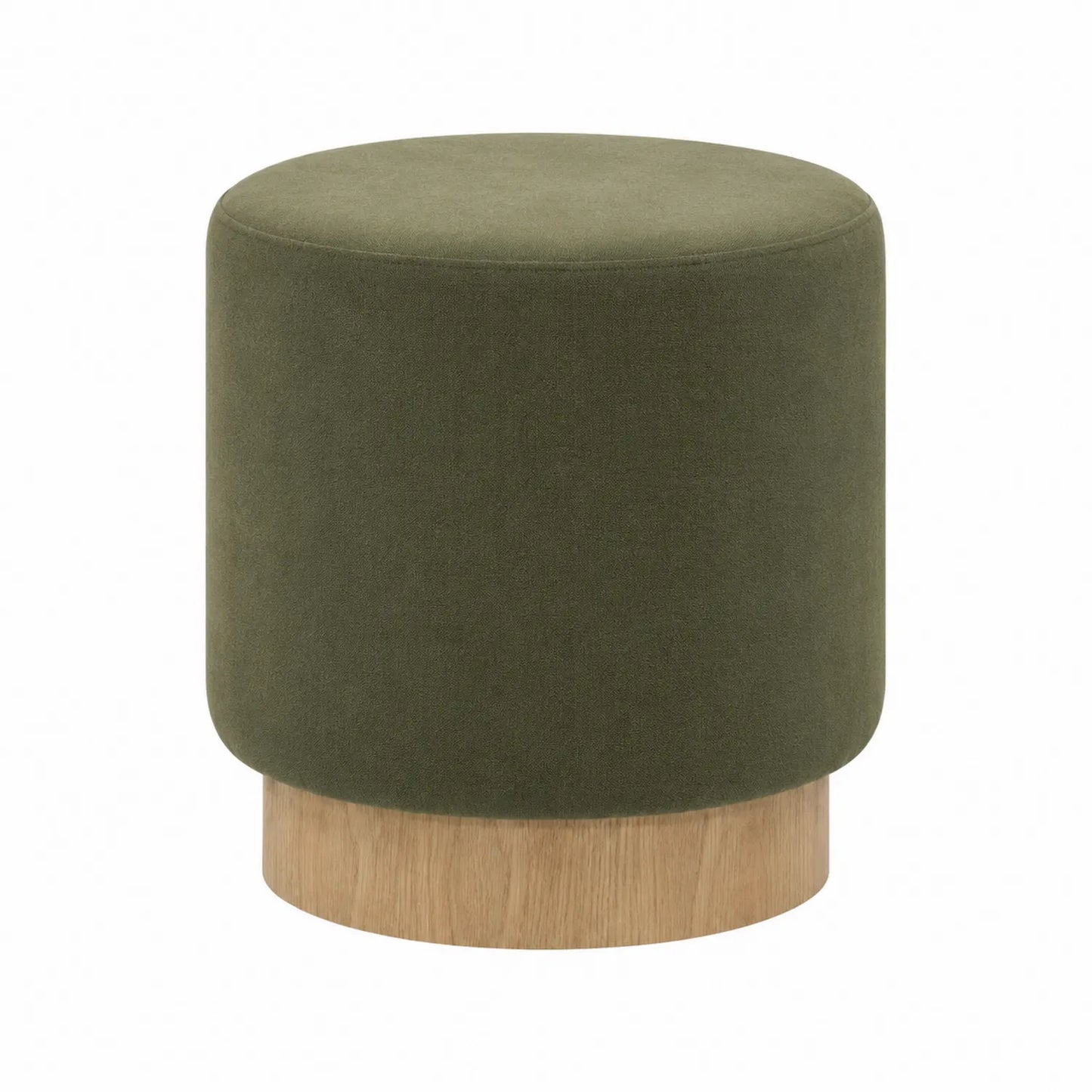 Reposapiés redondo de poliéster verde con base de madera de roble 40x40 cm