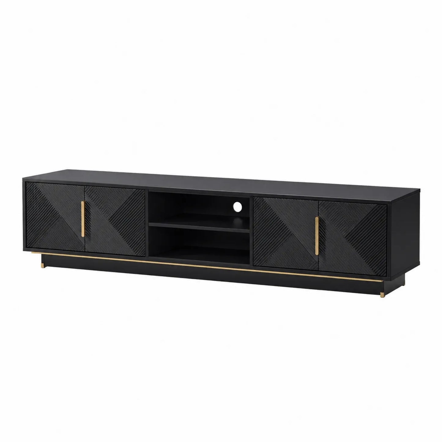 Mueble de MDF con puertas y estantes de 180x40x50 cm en Negro y Dorado