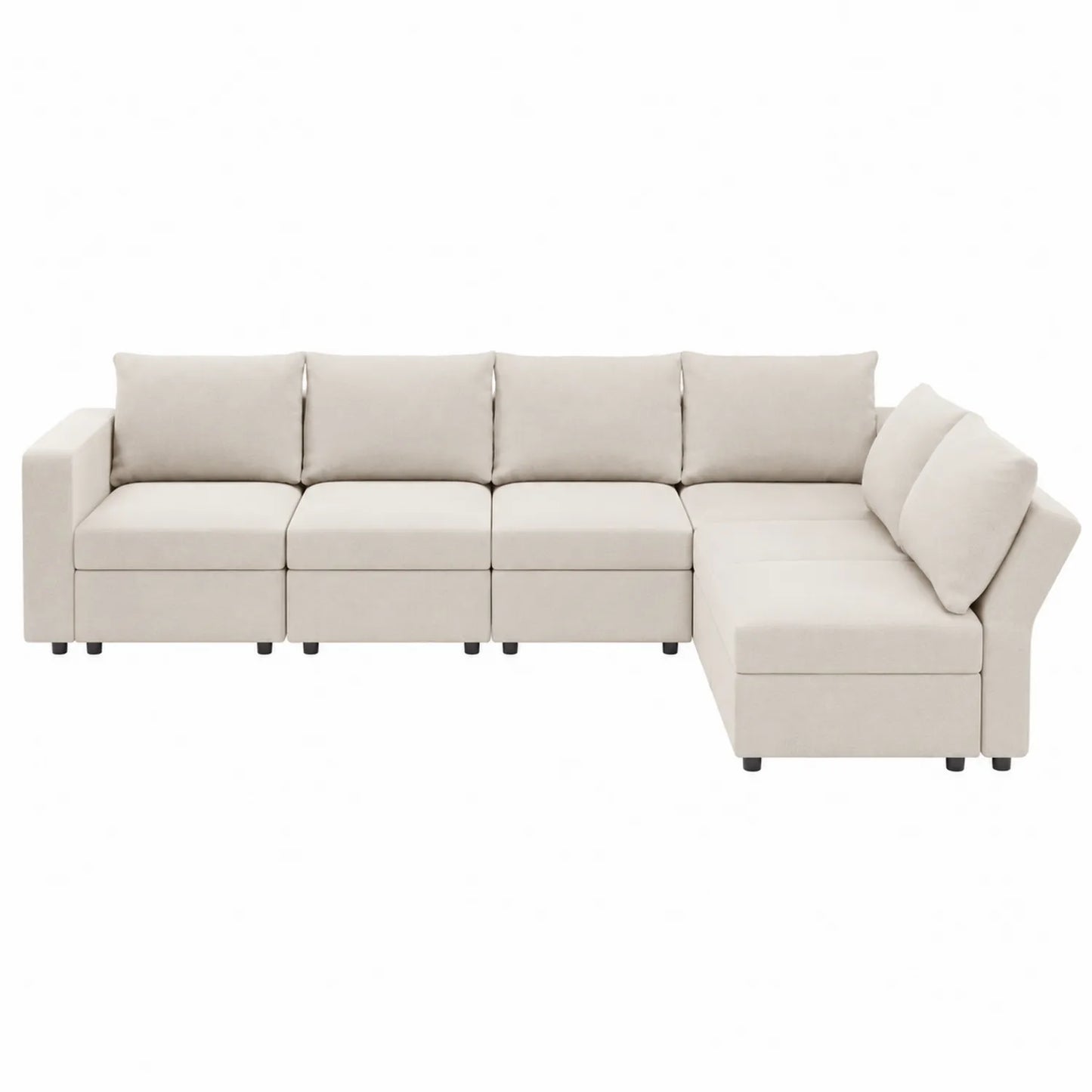 Sofá modular en forma de L de poliéster beige 300 cm x 200 cm