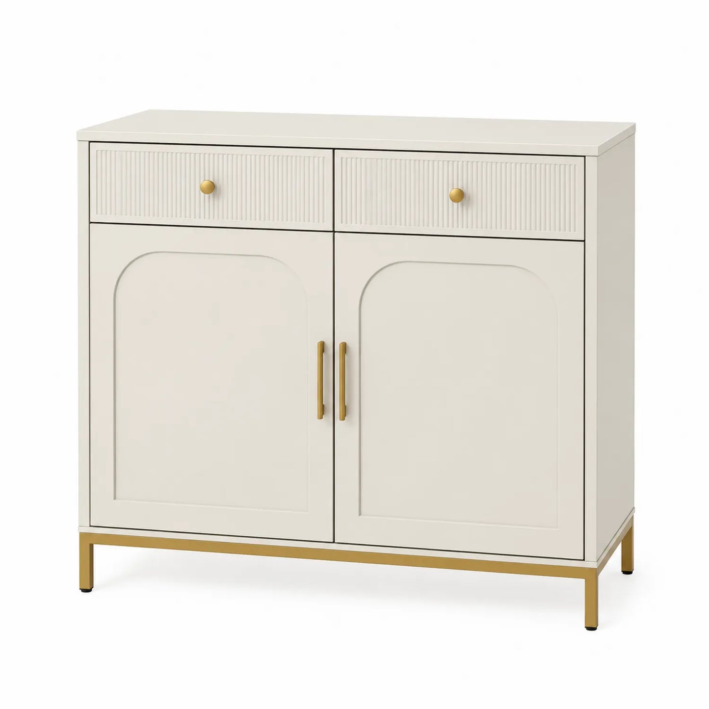 Aparador de MDF blanco con patas de metal 80x35x90 cm