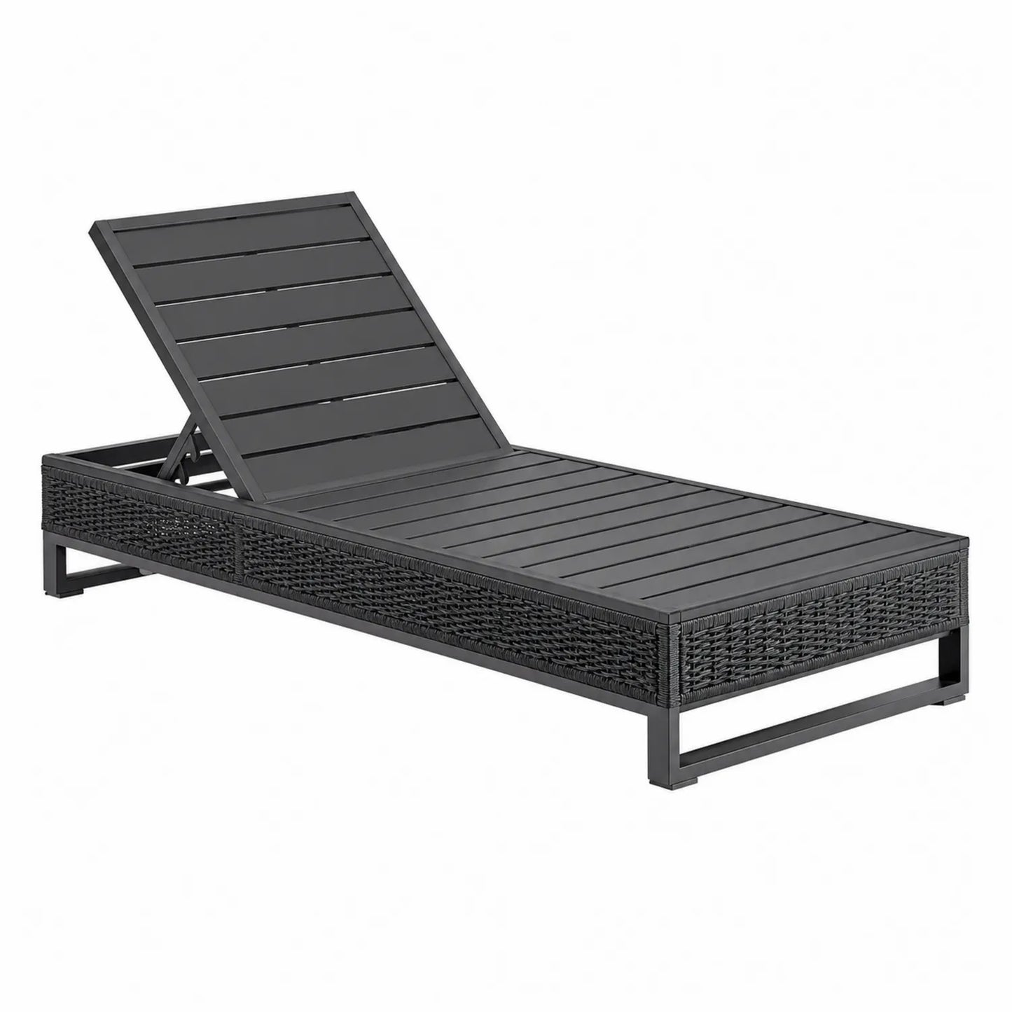 Tumbona de Aluminio y Ratán Ajustable Negra
