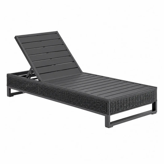 Tumbona de Aluminio y Ratán Ajustable Negra