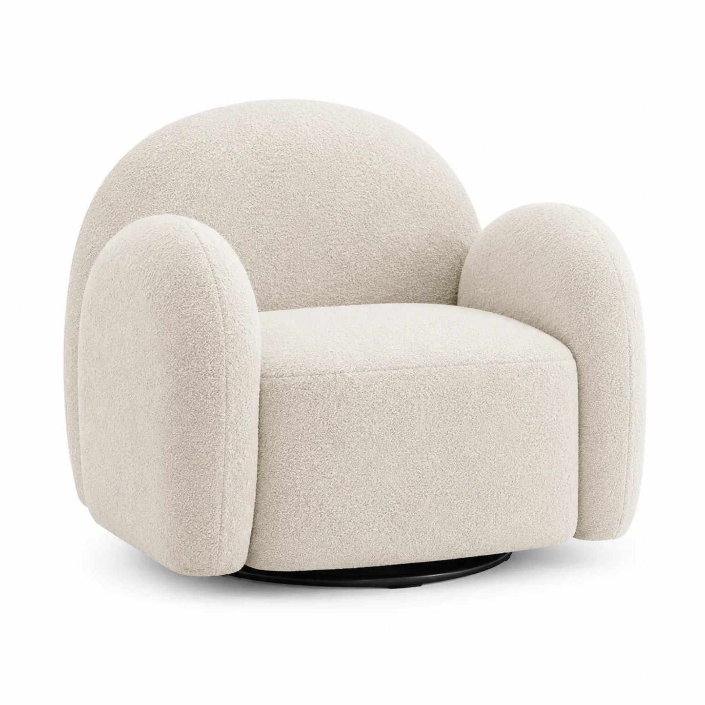 Sillón Giratorio de Tela Bouclé Beige