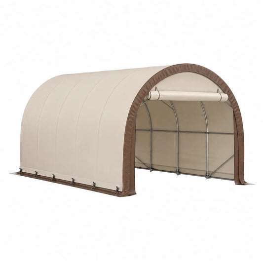Carpa de Almacenamiento Exterior Lona PVC Beige/Marrón