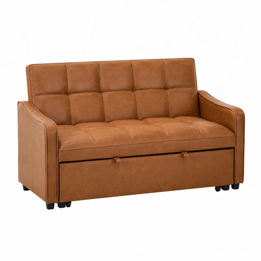 Sofá Cama de Cuero Sintético Marrón 180x90x85 cm