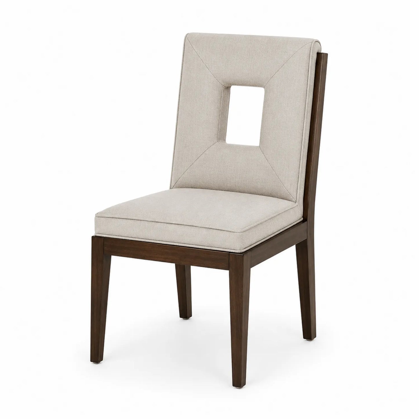 Silla de comedor de madera con tapizado de poliéster beige