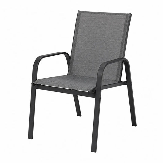 Silla de metal con asiento textilene gris para exterior