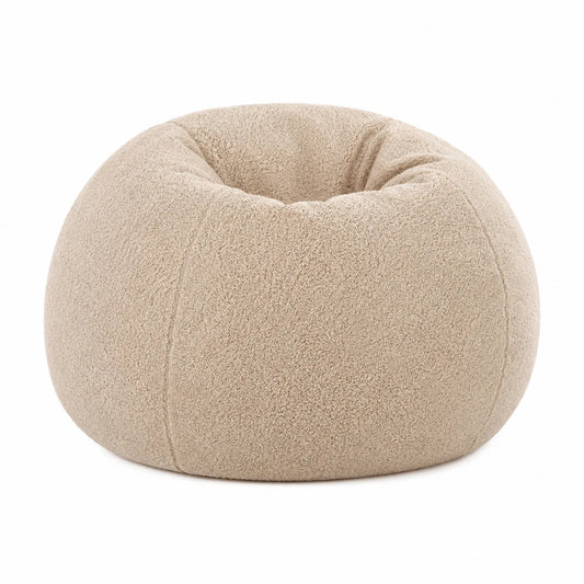 Puf tipo saco de lana beige 80x80x60 cm