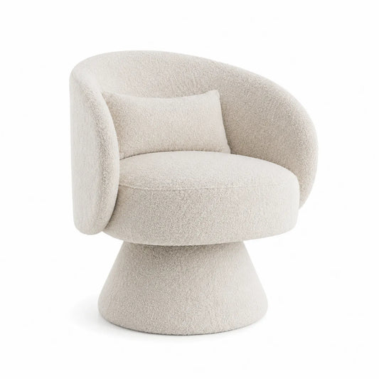 Silla de salón de tejido bouclé beige 80cm x 70cm x 70cm