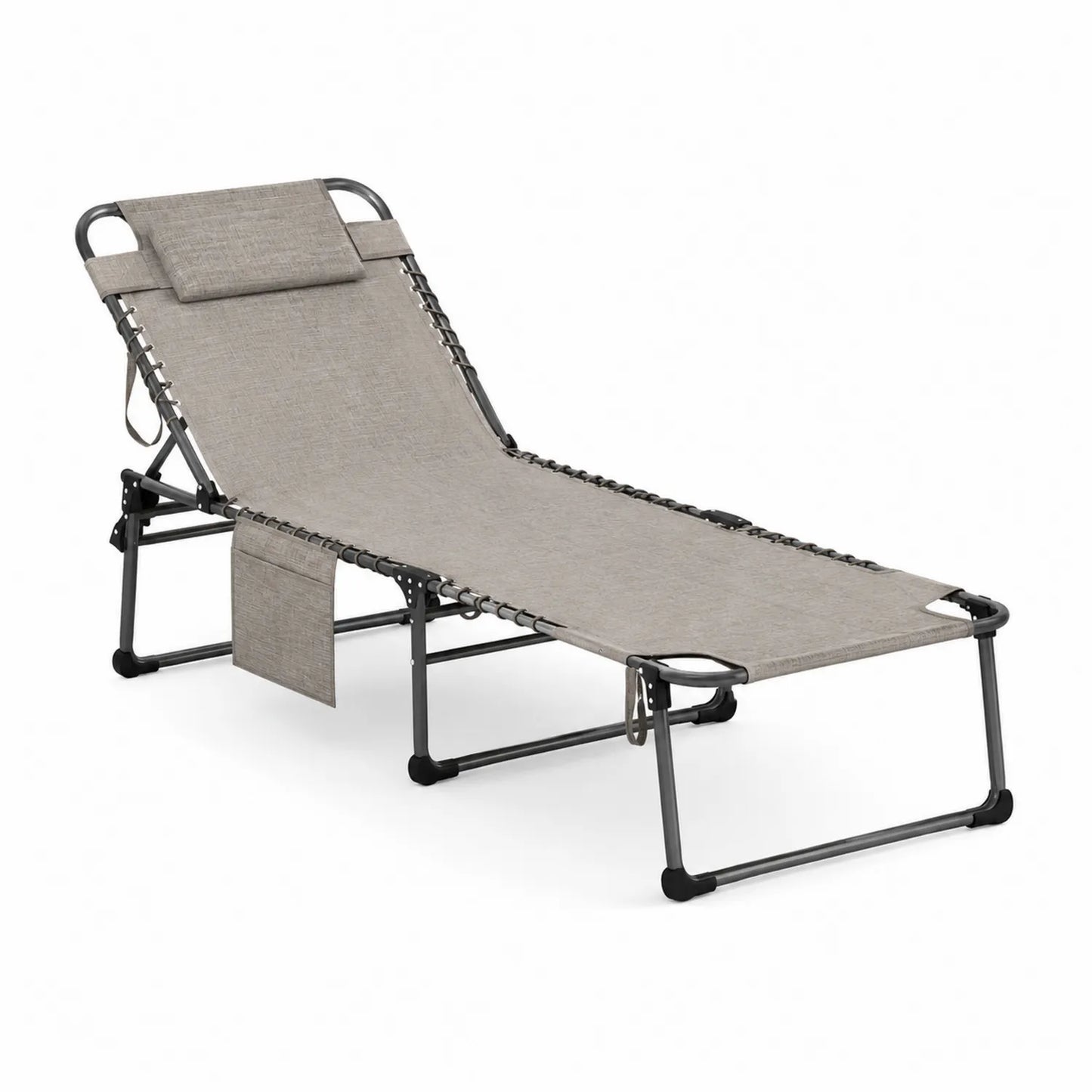 Tumbona plegable de acero y textilene beige