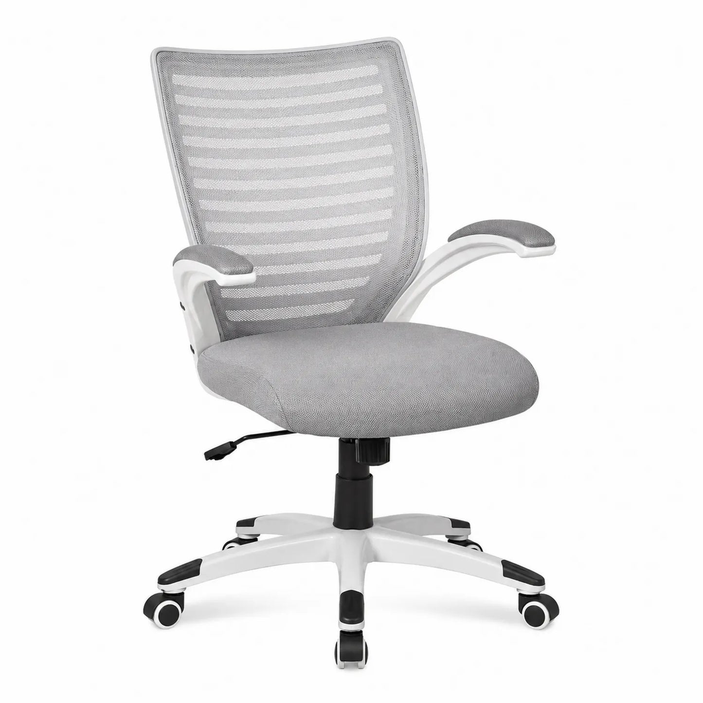 Silla de oficina ergonómica gris de malla con base ajustable