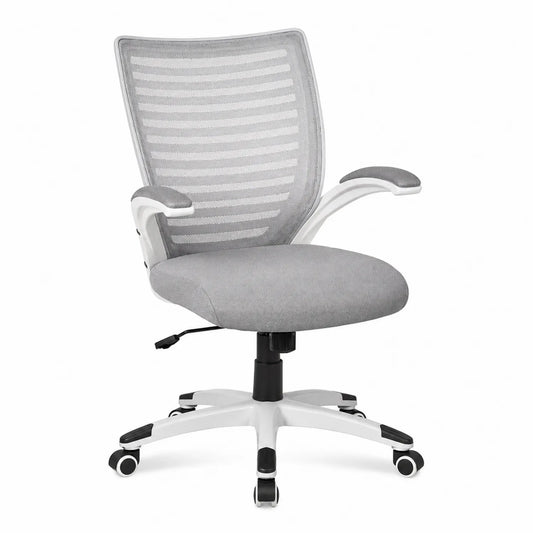 Silla de oficina ergonómica gris de malla con base ajustable