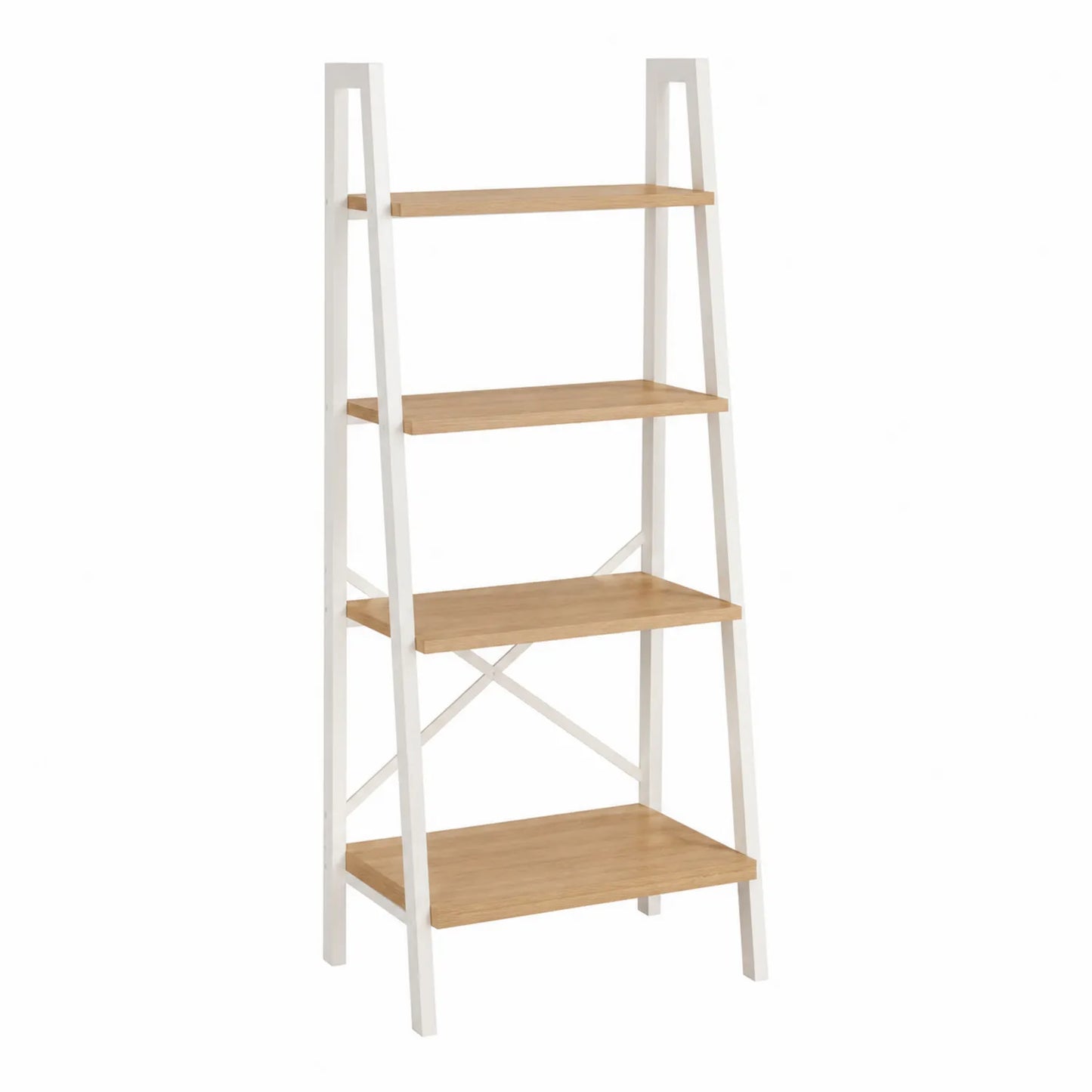Estantería escalonada de madera y metal blanco 5 niveles 180cm