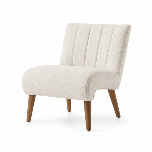 Silla de salón tapizada con patas de madera 75x70x85 cm Blanco