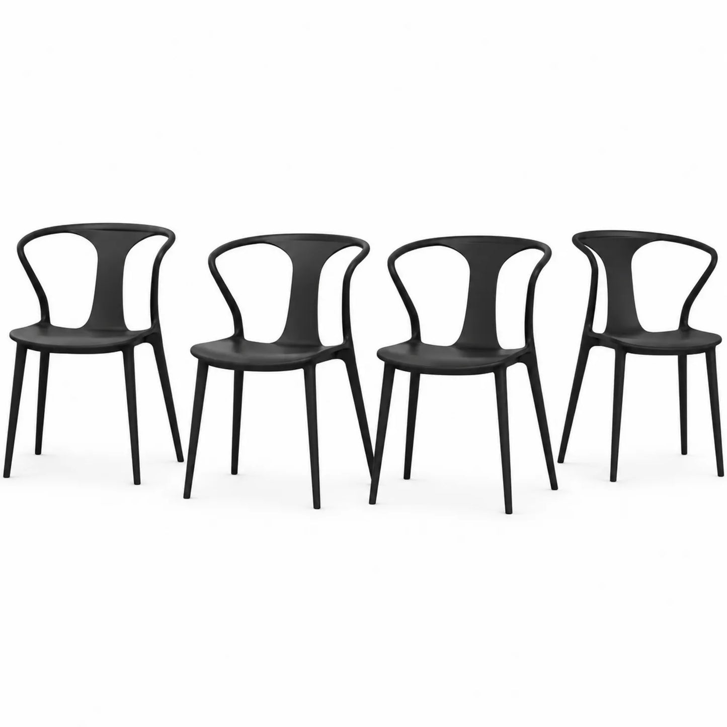 Juego de 4 sillas de comedor de plástico negro