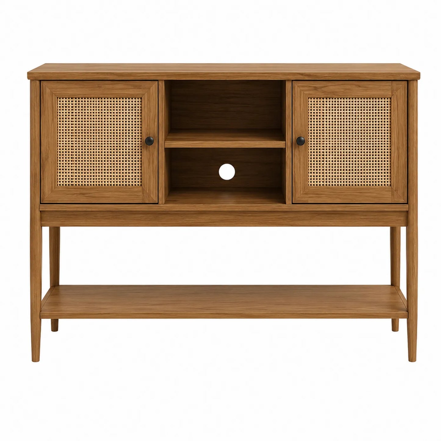 Consola de Madera y Ratán Marrón 120x40x80 cm