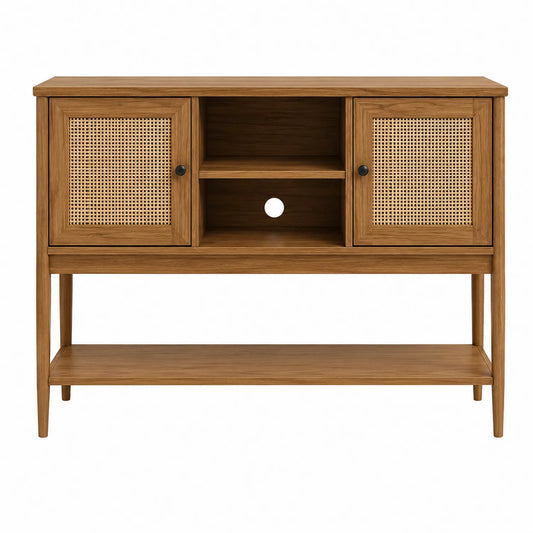 Consola de Madera y Ratán Marrón 120x40x80 cm