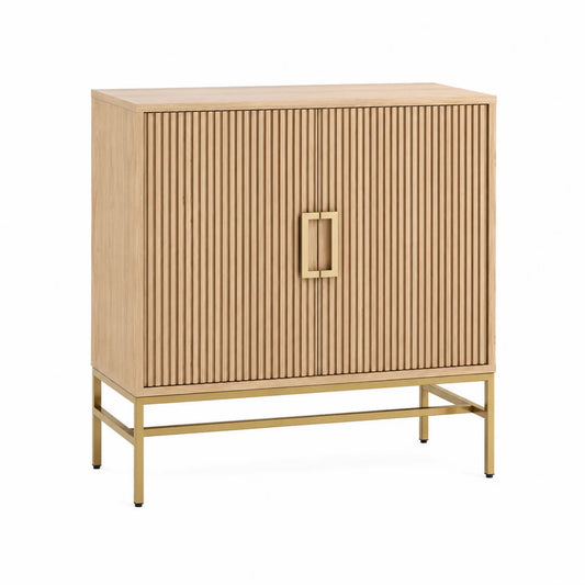 Aparador de Madera y Metal 80x90x40 cm Color Natural