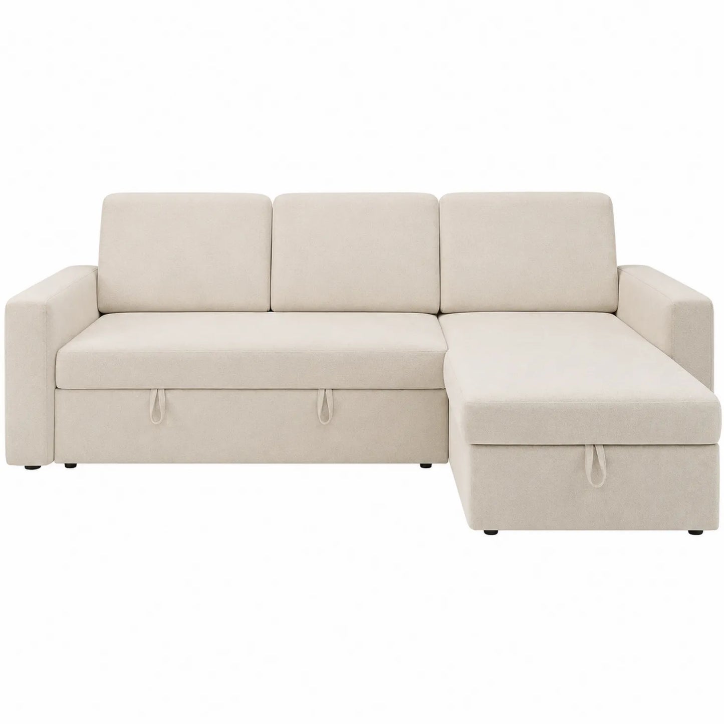 Sofá cama rinconera de poliéster beige con almacenamiento