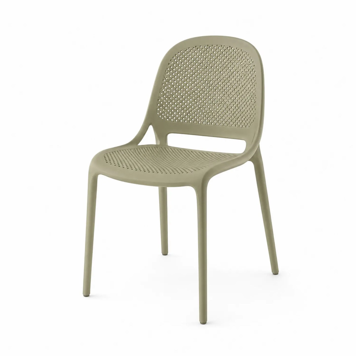 Silla de plástico verde oliva 80x50x51 cm