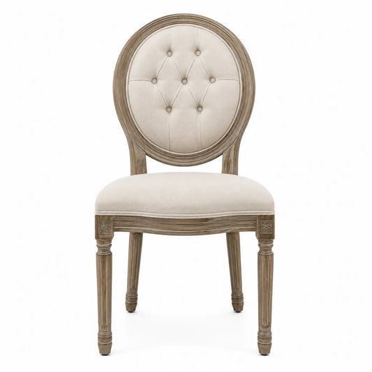 Silla de comedor de lino con estructura de madera