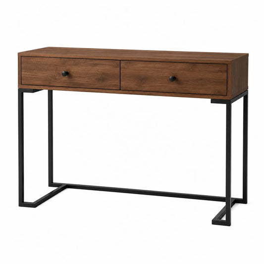Escritorio de Madera con Estructura de Metal y 2 Cajones