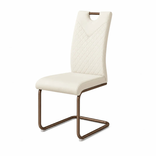 Silla de acero tapizada en piel sintética beige