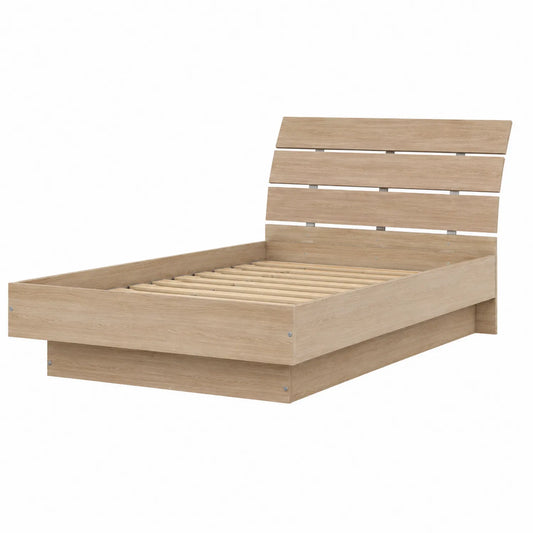 Cama individual de madera aglomerada con cabecero 200x100 cm color Roble