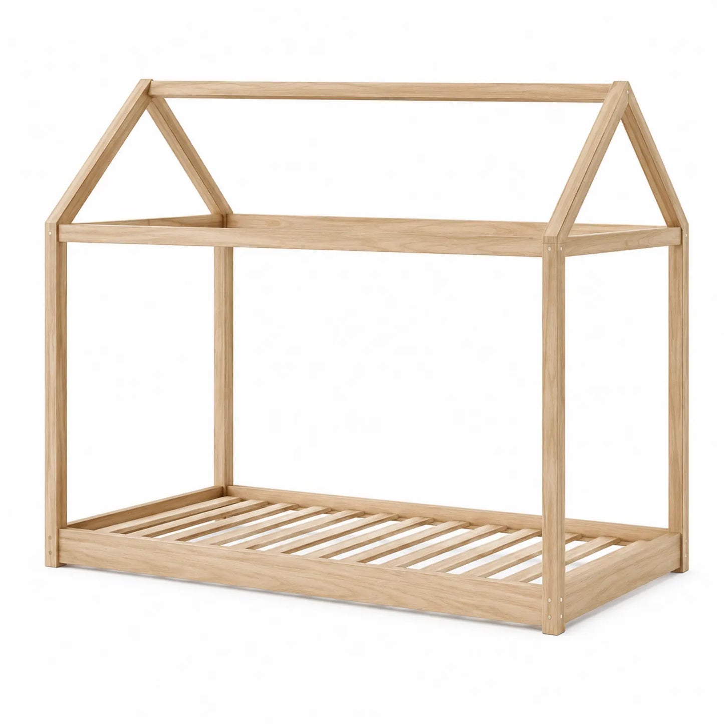 Cama infantil de madera en forma de casa 200x90 cm Color Natural