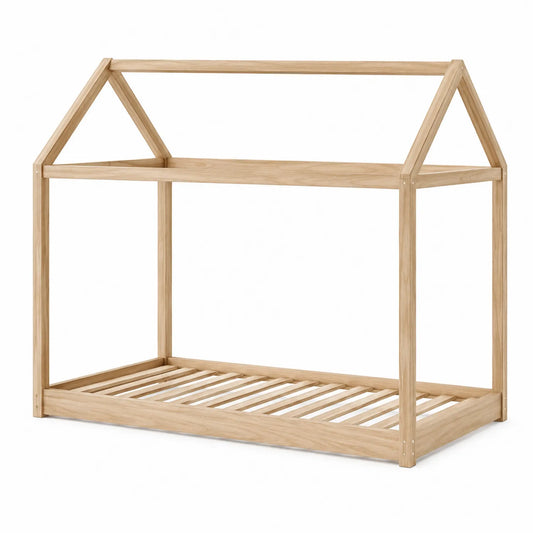 Cama infantil de madera en forma de casa 200x90 cm Color Natural