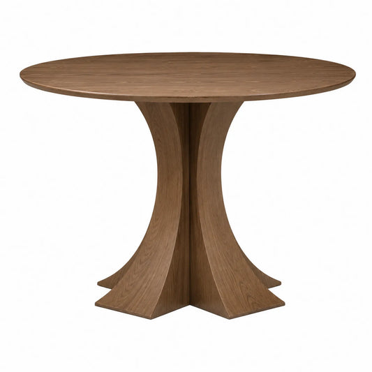Mesa de comedor redonda de roble marrón 120 cm