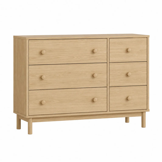 Cómoda de madera con 6 cajones de efecto roble 120x40x80 cm
