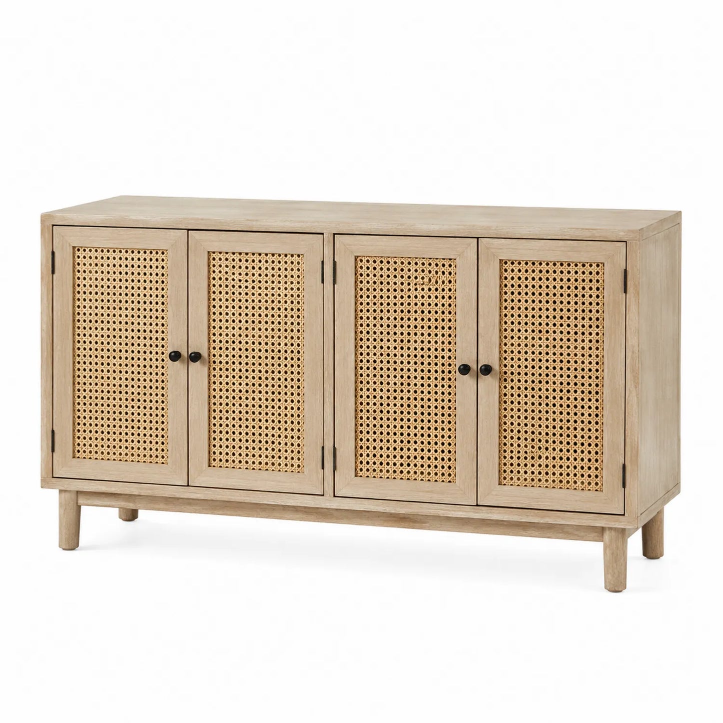 Aparador de Madera y Ratán Color Natural 120x40x80 cm