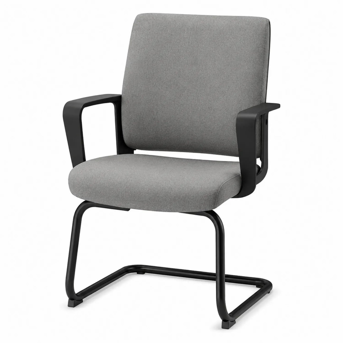 Silla de tela gris con marco de acero