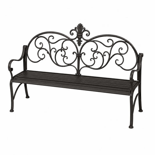Banco de hierro forjado negro 128 cm