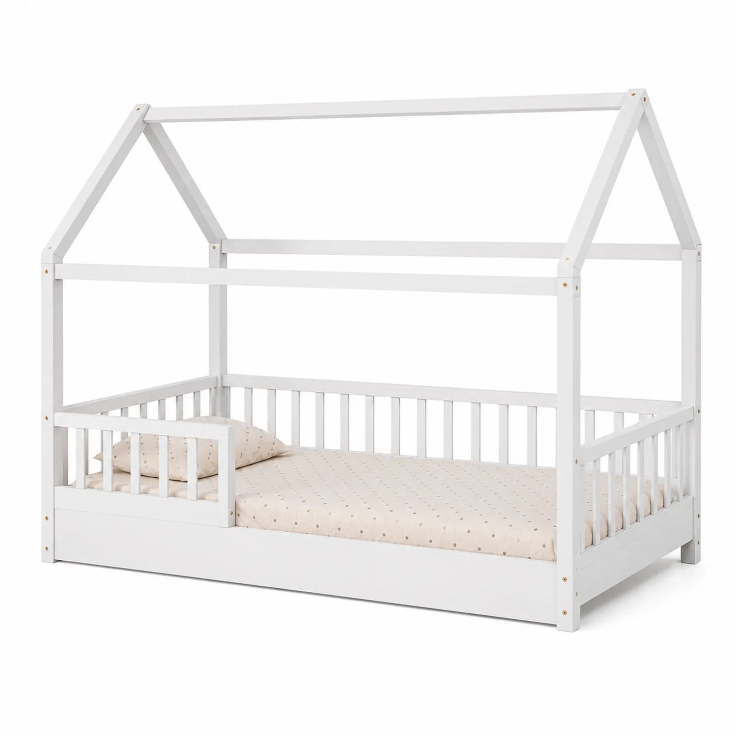 Cama infantil de madera blanca con forma de casa 200x90 cm