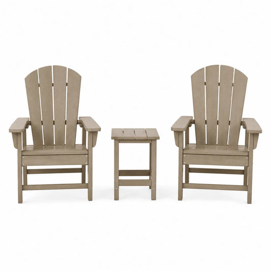 Set de Sillas Adirondack de Plástico Reciclado Marrón con Mesa para Exterior