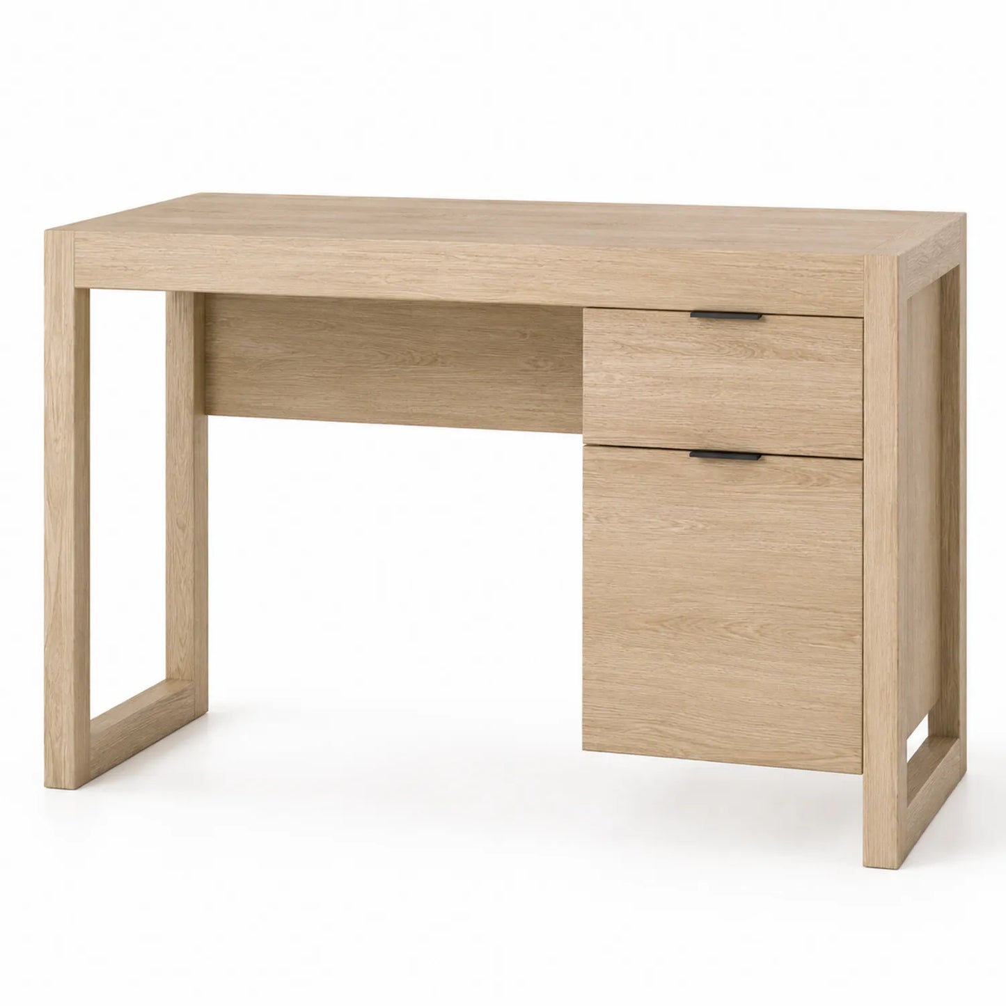 Escritorio de madera de roble con cajoneras