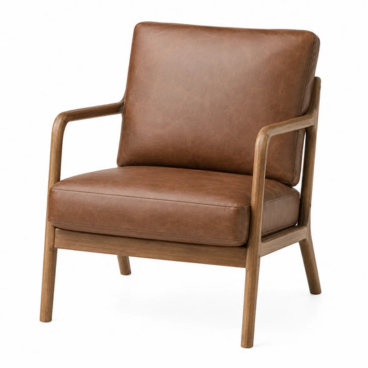 Silla de Madera y Cuero Sintético Marrón 75x70x80 cm