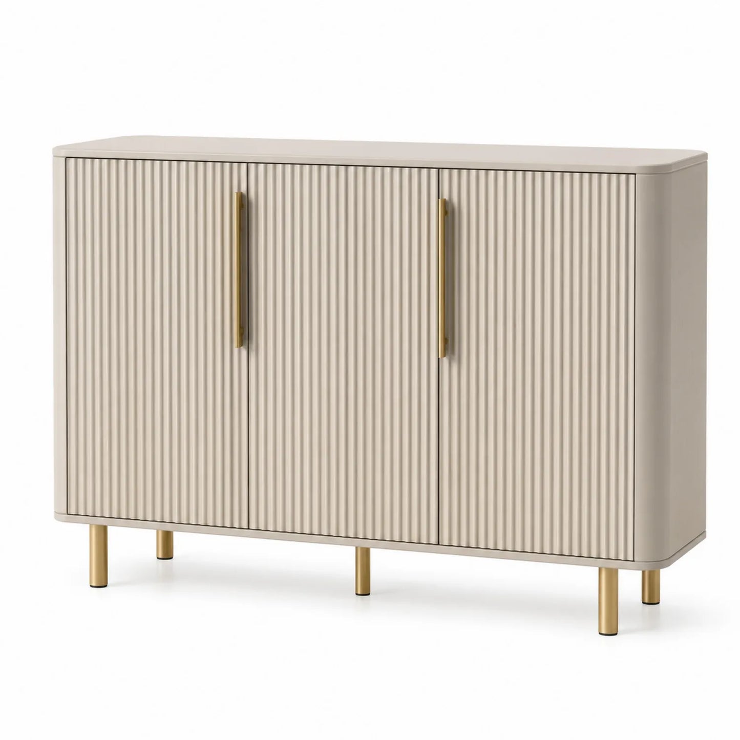 Aparador de MDF con puertas y patas metálicas doradas Beige