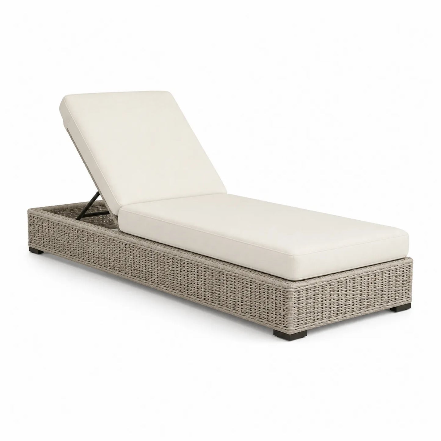 Tumbona de mimbre sintético ajustable crema 200x70x30 cm
