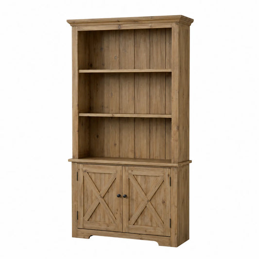 Estantería de Madera de Pino Marrón con Puertas y Estantes 180x90x30 cm