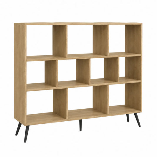 Estantería de madera con patas metálicas 120x30x110 cm Natural