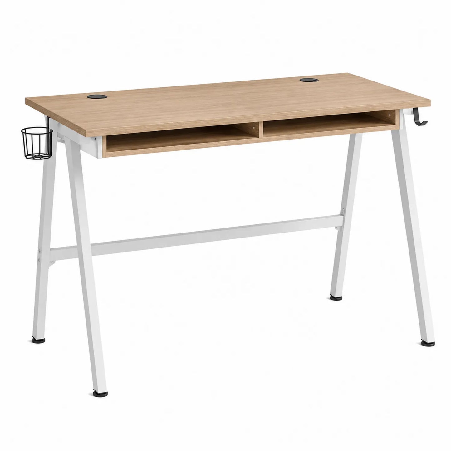 Escritorio de MDF y Acero Beige/Blanco 120x60x75 cm